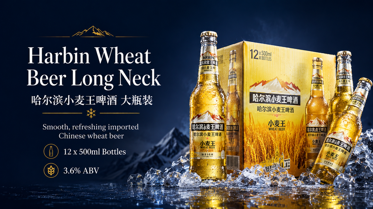 Harbin Wheat Beer Long Neck – Wholesale Carton 哈尔滨小麦王啤酒 大瓶装 | 12 × 500ml | 3.6% ABV