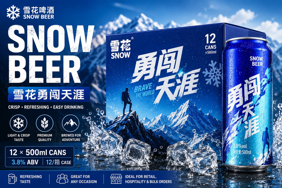 Snow Beer – Wholesale Carton 雪花勇闯天涯 | 12 × 500ml | 3.8% ABV