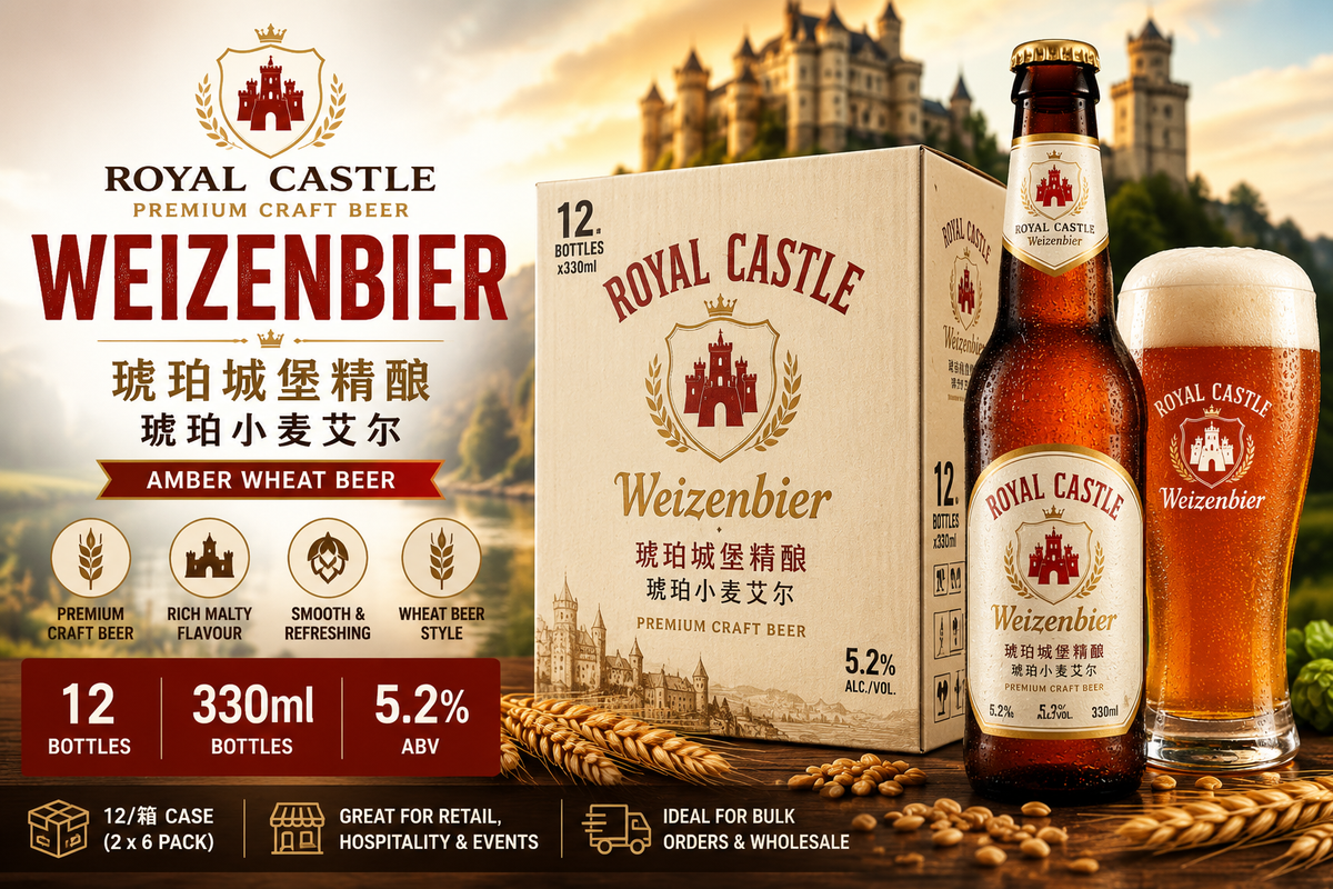 Royal Castle Weizenbier – Wholesale Carton 琥珀城堡精酿 琥珀小麦艾尔 | 12 × 330ml | 5.2% ABV | 2 × 6-Pack