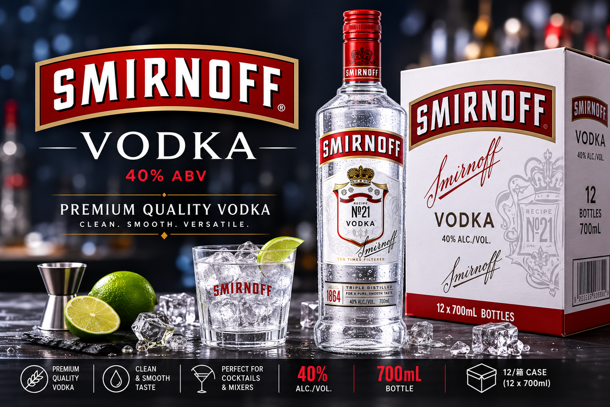 Smirnoff Vodka 40% – Wholesale Carton 斯米诺伏特加 | 12 × 700ml | 40% ABV