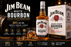 Jim Beam White Bourbon – Wholesale Carton 占边波本威士忌 | 12 × 700ml | 40% ABV