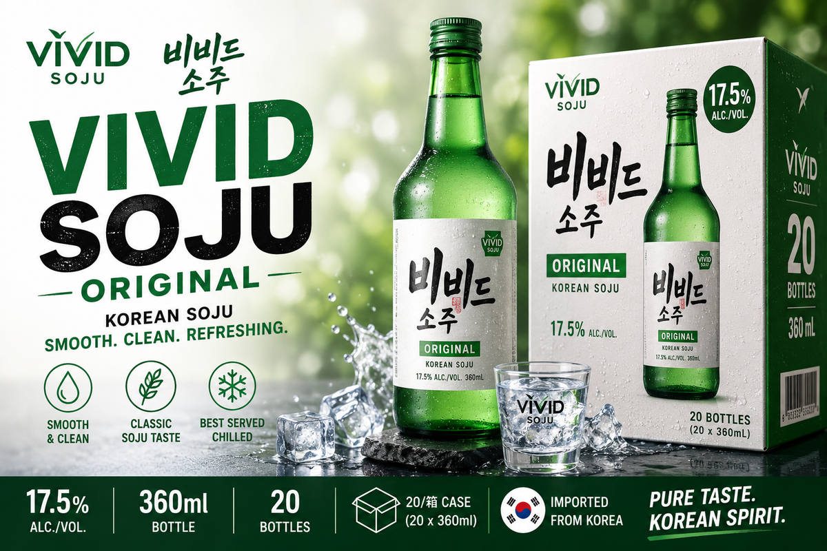 Vivid Soju Original – Wholesale Carton 비비드 소주 오리지널 | 20 × 360ml | 17.5% ABV