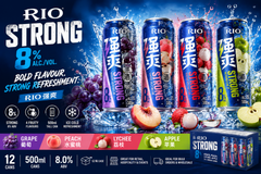 Rio Strong Flavoured Beer – Wholesale Carton Rio 强爽 | Grape, Peach, Lychee & Apple | 12 × 500ml | 8% ABV