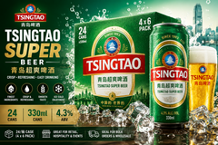 Tsingtao Super Beer Cans – Wholesale Carton 青岛超爽啤酒 | 24 × 330ml | 4.3% ABV | 4 × 6-Pack